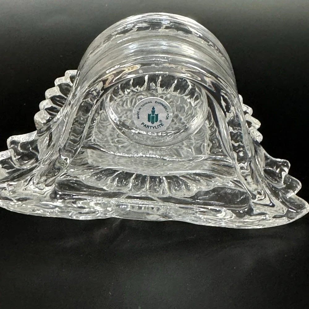 Partylite Sunflower Tealight Votive Candle Holder UV Glow Clear & Frosted Glass‎ - Picture 8 of 9